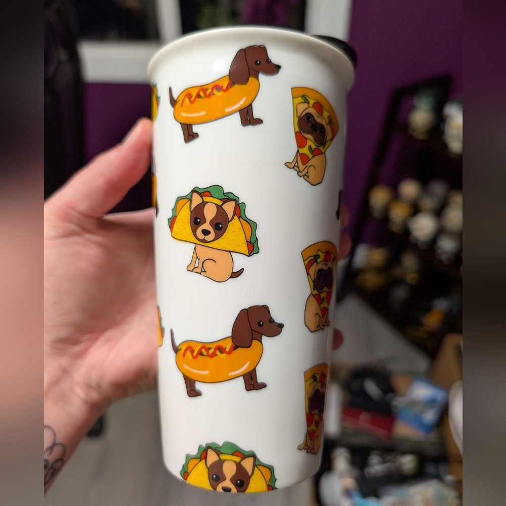 Dog-Themed White Travel Mug